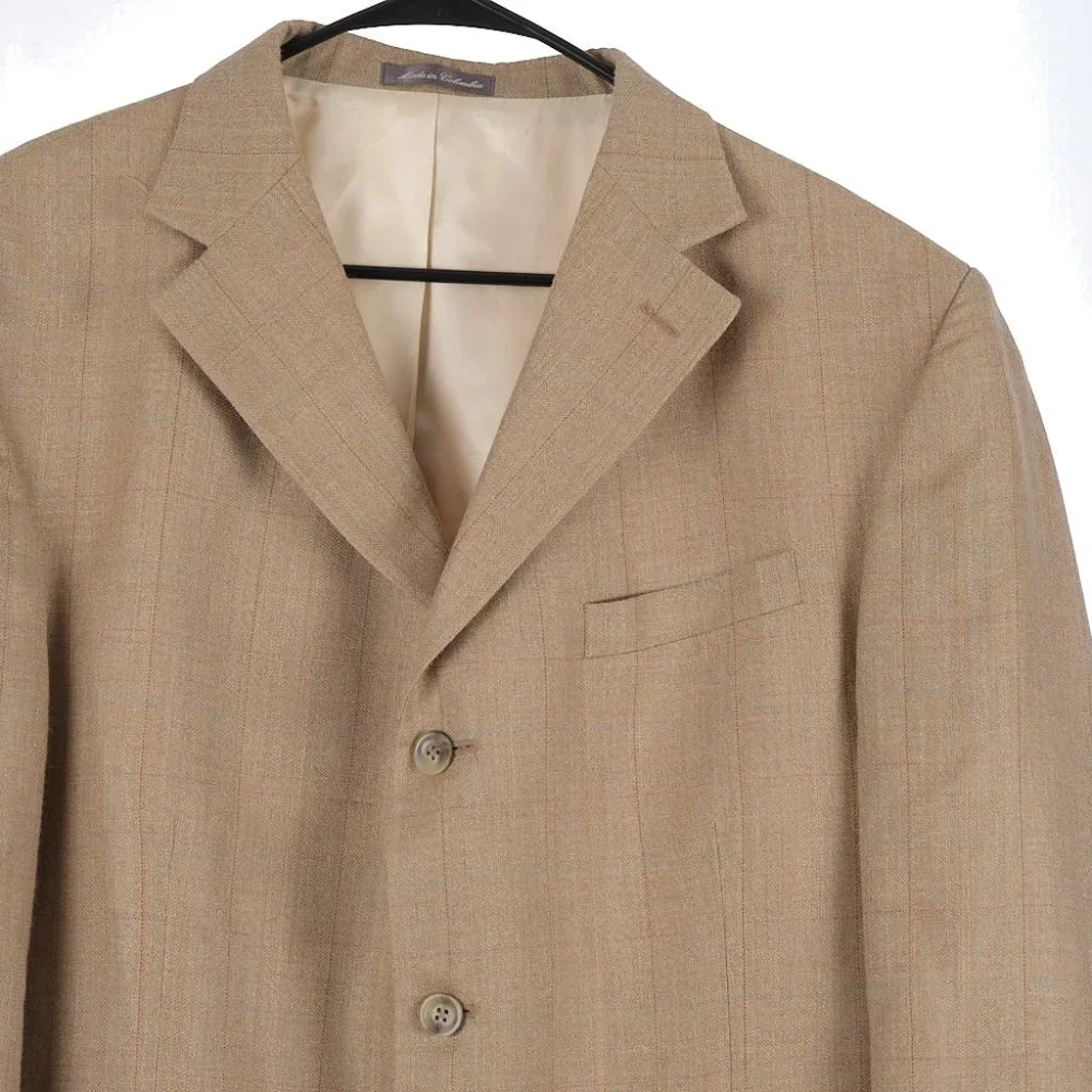 Oscar De La Renta Silk Wool Tan Sport Coat 46R - Picture 2 of 8